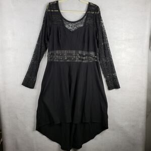 Tripp NYC Size 1 Corset Waist Long‎ Lace Sleeve Sleeve Dress Black Gothic Witchy